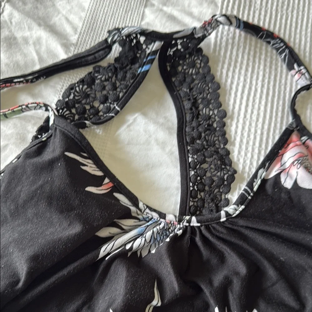 Linea Donatella Black and Pink Floral Pajama Set